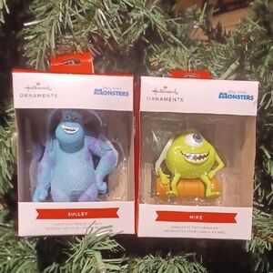 Two Pixar Monsters Mike & Sulley Disney Christmas Tree Ornaments